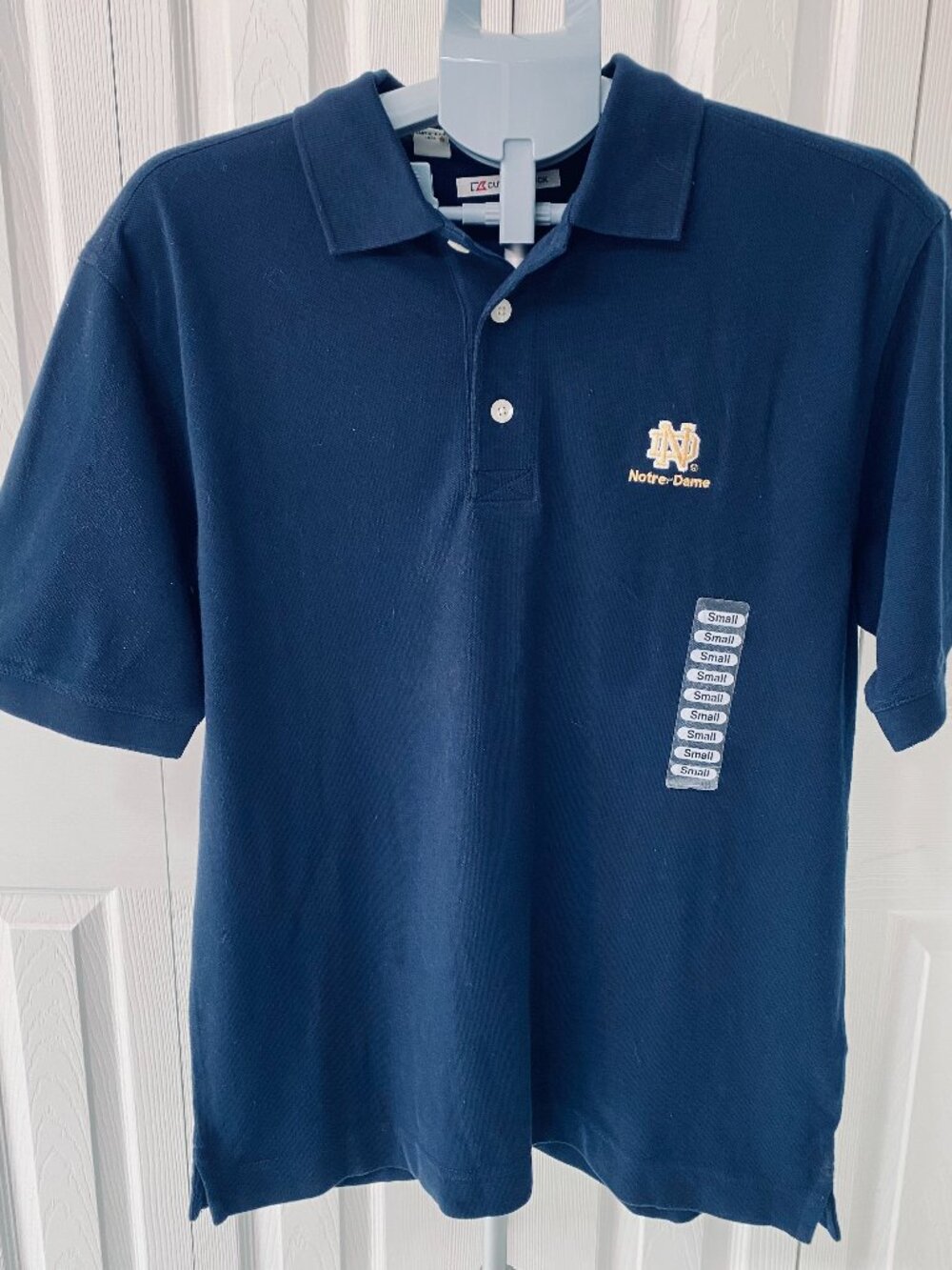 NEW Notre Dame Fighting Irish Cutter & Buck Navy Polo Shirt Licensed Mens Sz Sm